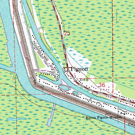 Topographic Map of Pigeon, LA