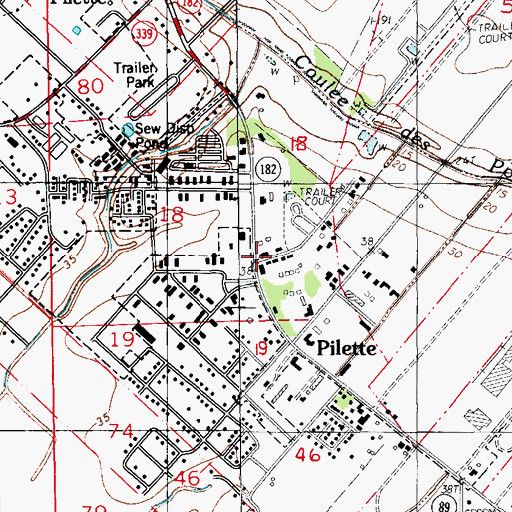 Topographic Map of Pilette, LA
