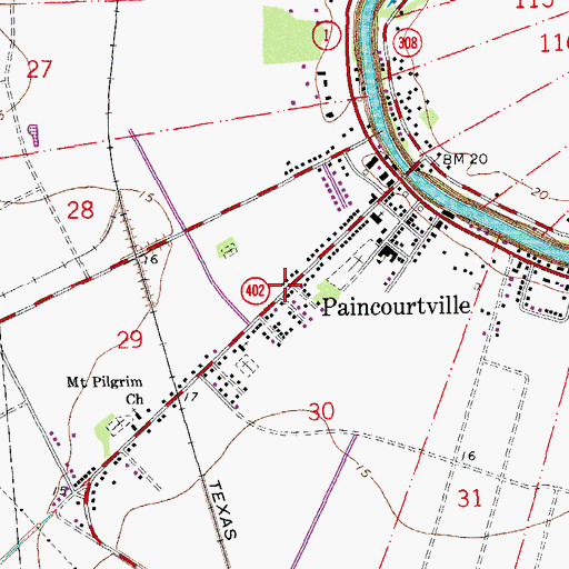 Topographic Map of Plaincourtville, LA