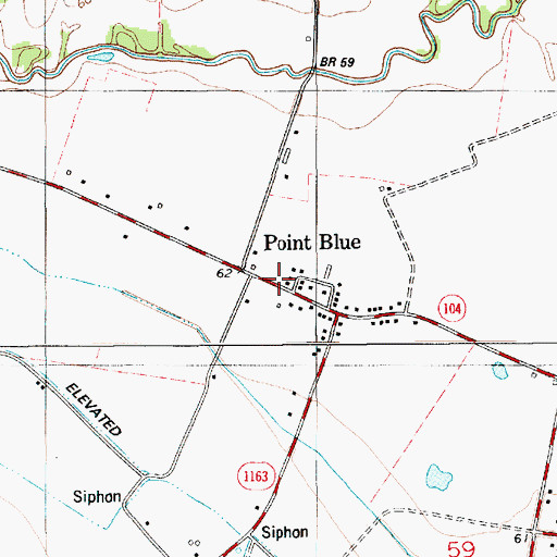 Topographic Map of Point Blue, LA