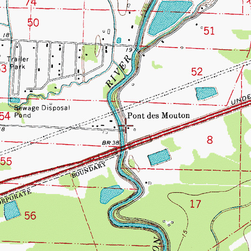 Topographic Map of Pont Des Mouton, LA