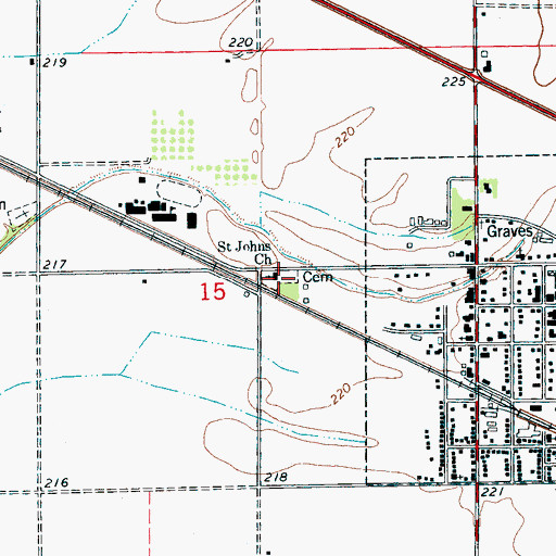 Topographic Map of Saint Johns Cemetery, AR