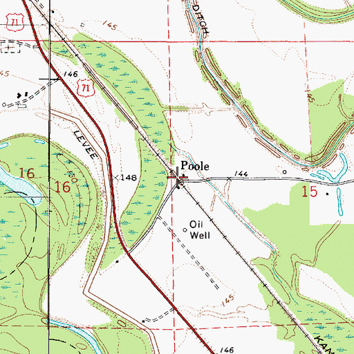 Topographic Map of Poole, LA