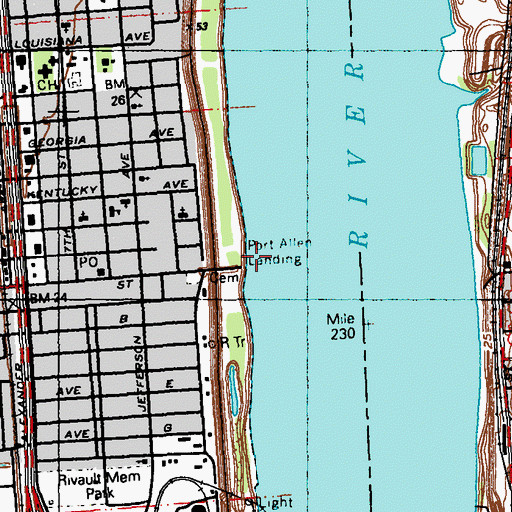 Topographic Map of Port Allen Landing, LA