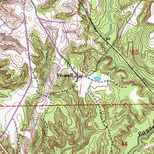 Topographic Map of Powell, LA