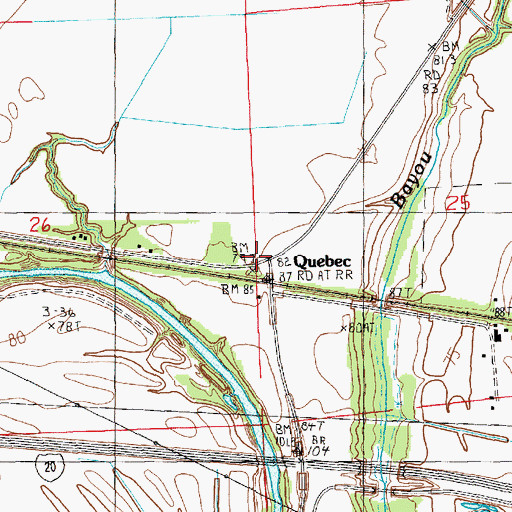 Topographic Map of Quebec, LA