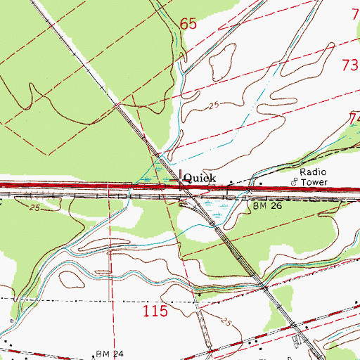 Topographic Map of Quick, LA
