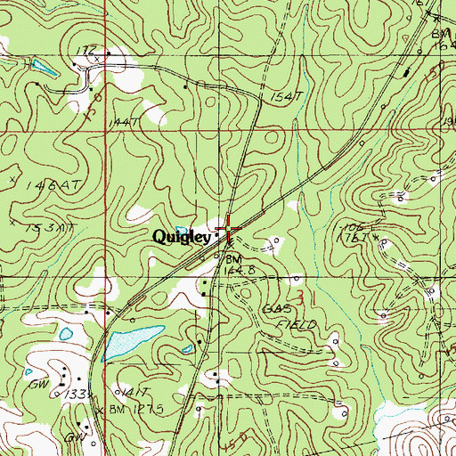 Topographic Map of Quigley, LA