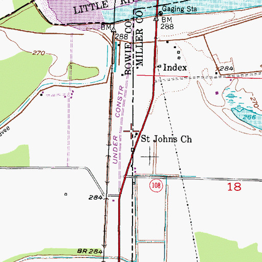 Topographic Map of Saint Johns Church, AR