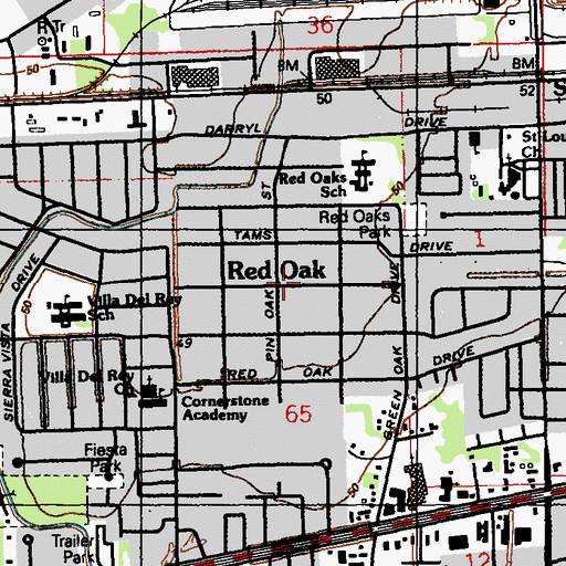Topographic Map of Red Oak, LA