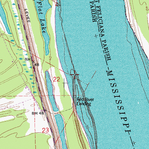 Topographic Map of Red River Landing, LA