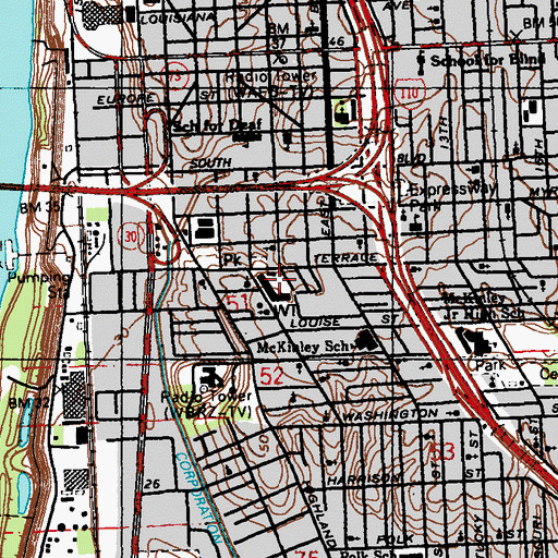 Topographic Map of Reddy School (historical), LA