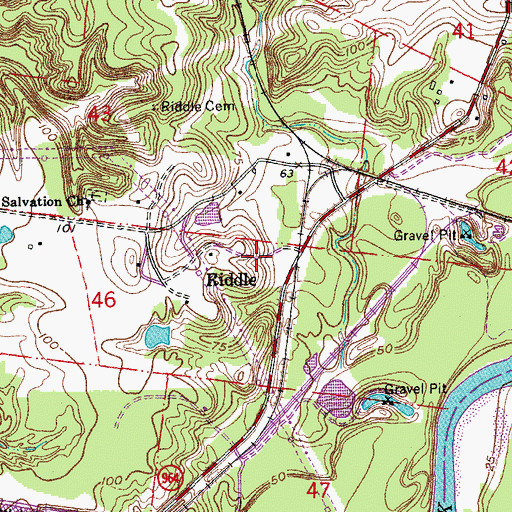 Topographic Map of Riddle, LA