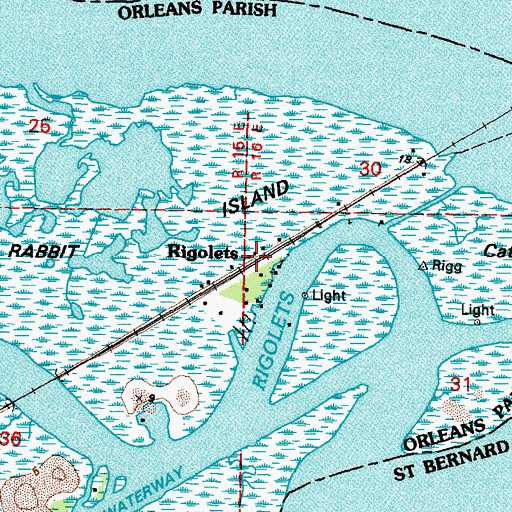 Topographic Map of Rigolets, LA
