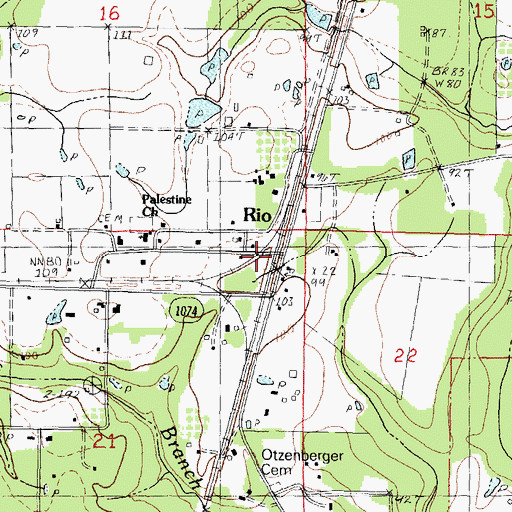Topographic Map of Rio, LA