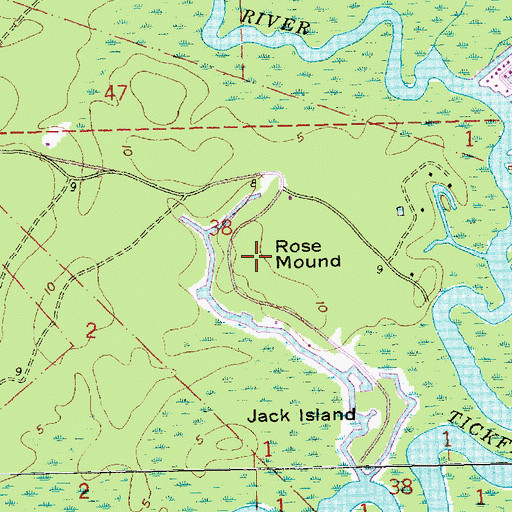 Topographic Map of Rose Mound, LA