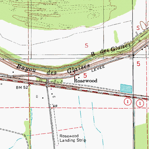 Topographic Map of Rosewood, LA