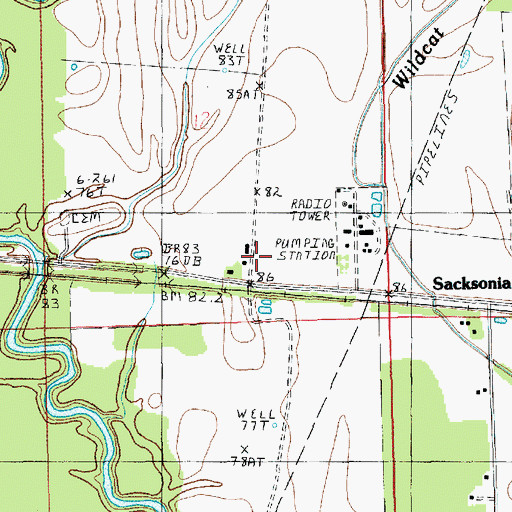 Topographic Map of Sacksonia, LA