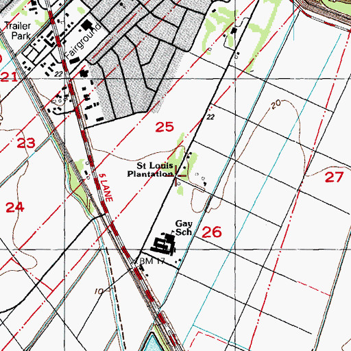 Topographic Map of Saint Louis Plantation, LA