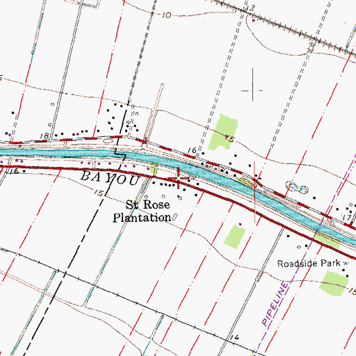 Topographic Map of Saint Rose Plantation, LA