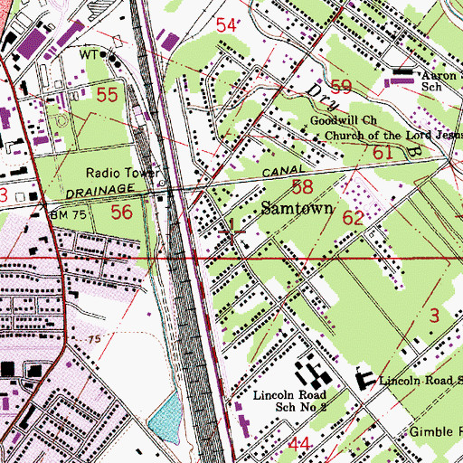 Topographic Map of Samtown, LA