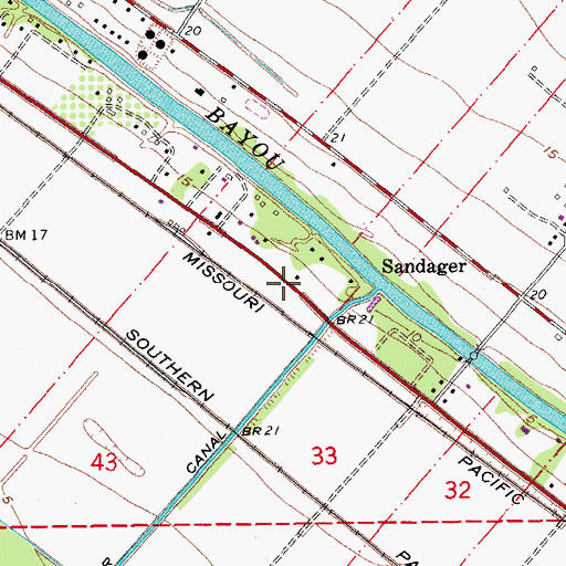 Topographic Map of Sandager, LA