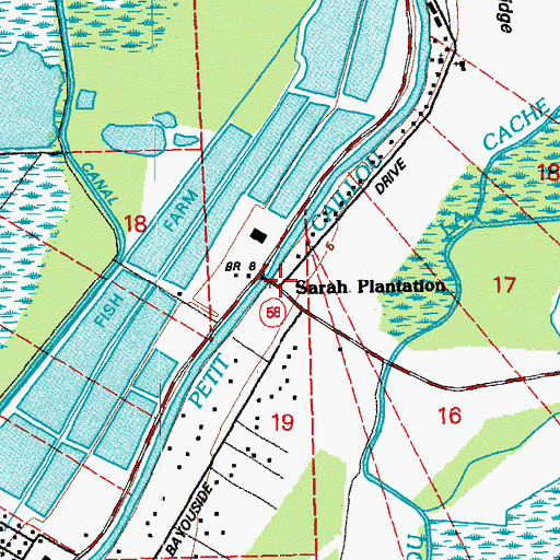 Topographic Map of Sarah Plantation, LA