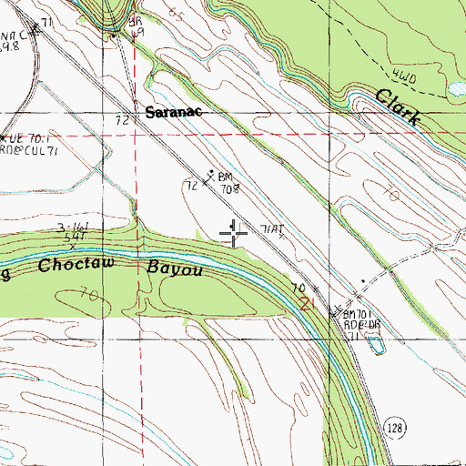 Topographic Map of Saranac, LA