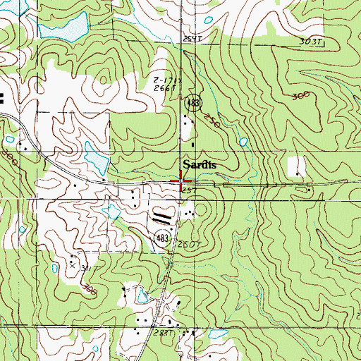 Topographic Map of Sardis, LA