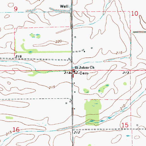 Topographic Map of Saint Johns Church, AR