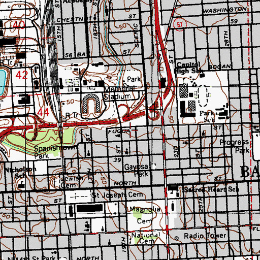 Topographic Map of Scott Street School (historical), LA