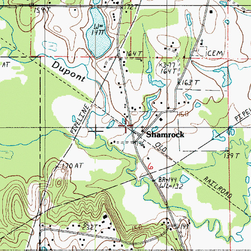Topographic Map of Shamrock, LA