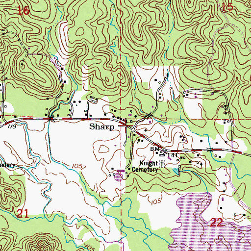 Topographic Map of Sharp, LA