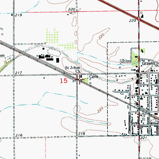 Topographic Map of Saint Johns Church, AR