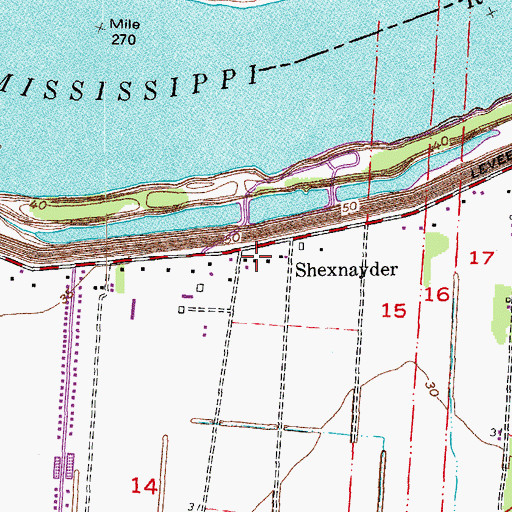 Topographic Map of Shexnayder, LA