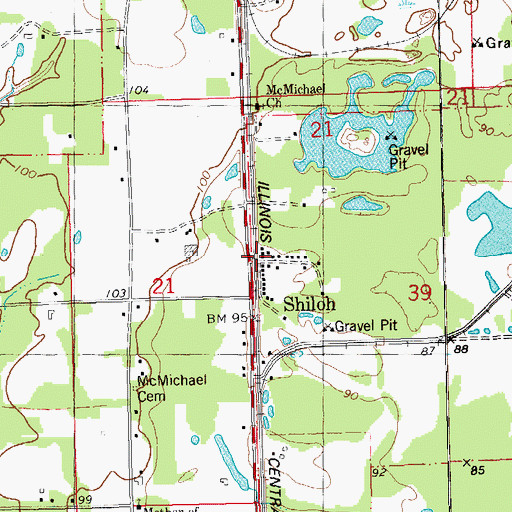 Topographic Map of Shiloh, LA