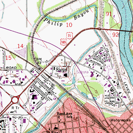 Topographic Map of Sieps, LA