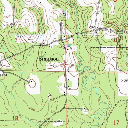 Topographic Map of Simpson, LA