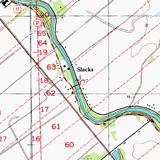 Topographic Map of Slacks, LA