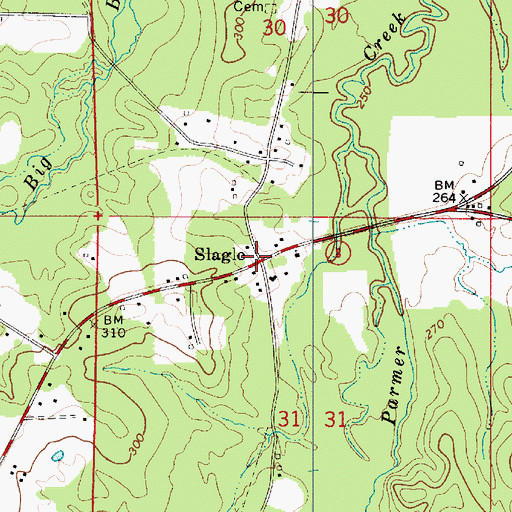 Topographic Map of Slagle, LA