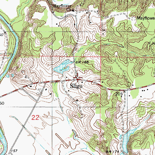Topographic Map of Sligo, LA