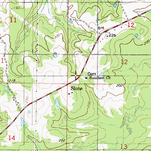 Topographic Map of Slone, LA