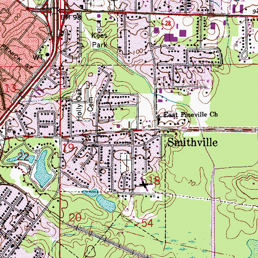 Topographic Map of Smithville, LA