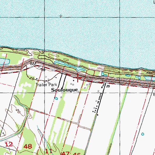 Topographic Map of Soulouque, LA