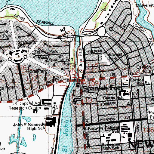 Topographic Map of Spanish Fort, LA