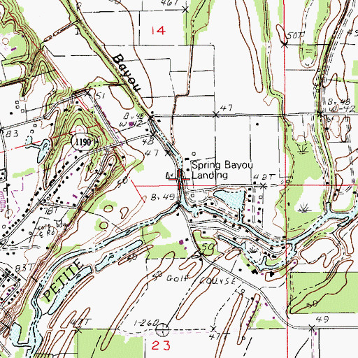 Topographic Map of Spring Bayou Landing, LA