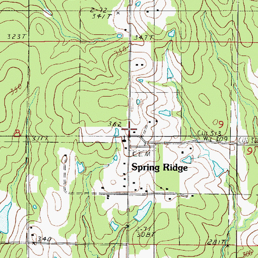 Topographic Map of Spring Ridge, LA