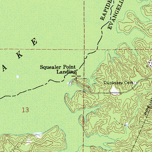 Topographic Map of Squealer Point Landing, LA