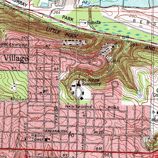 Topographic Map of Saint Johns Seminary, AR