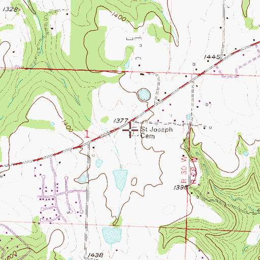 Topographic Map of Saint Joseph Cemetery, AR